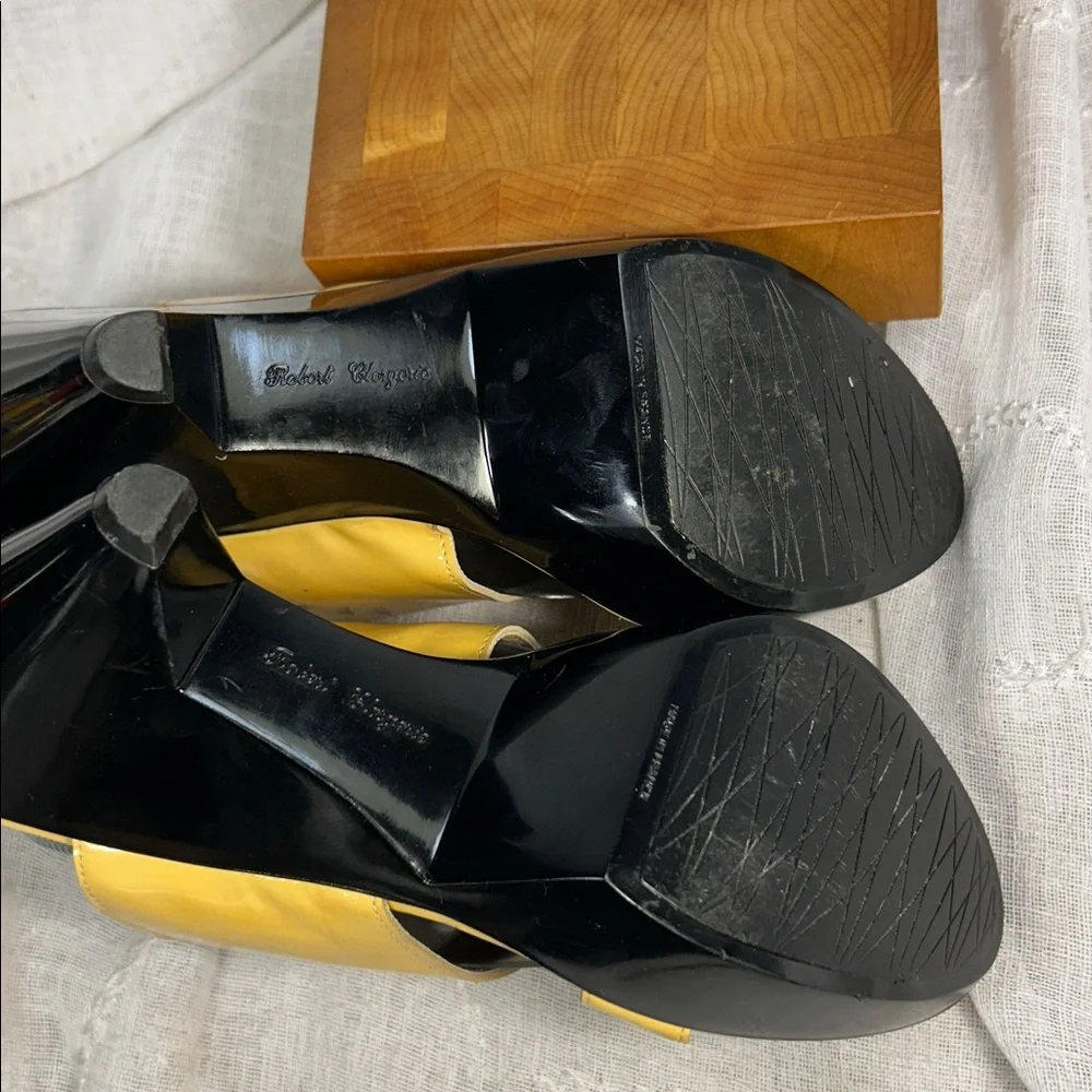 Robert Clergerie made in France leather slide in wedges with embellishments